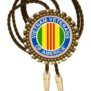 Vietnam Veteran Bolo Tie All Metal Necktie Photo Art Hand Made New All Brass